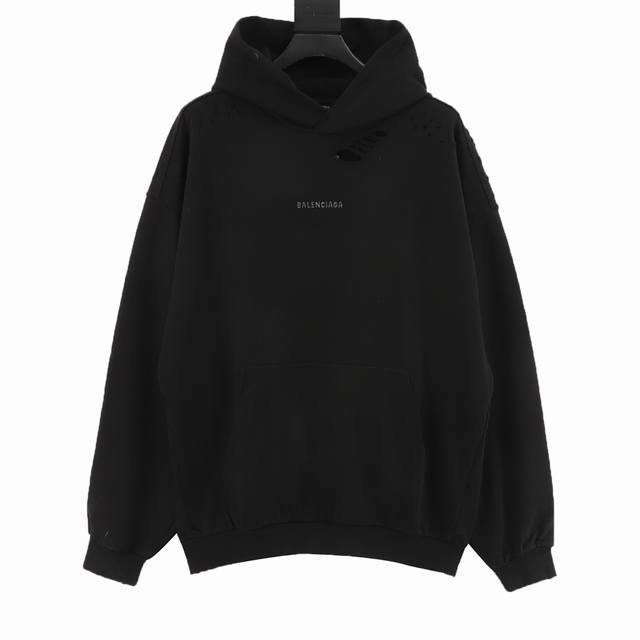 Balenciaga Blcg hooded sweatshirt with rhinestone holes on the back Custom doubl