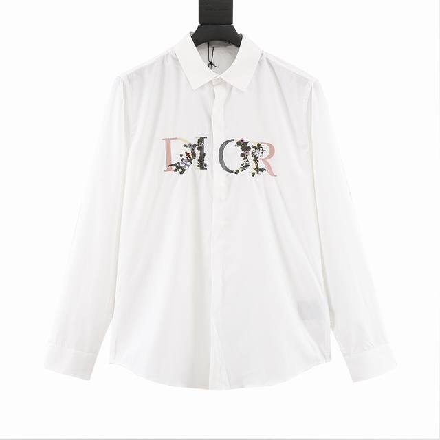 Dior gradient floral embroidered long-sleeved shirt. The front pattern is create