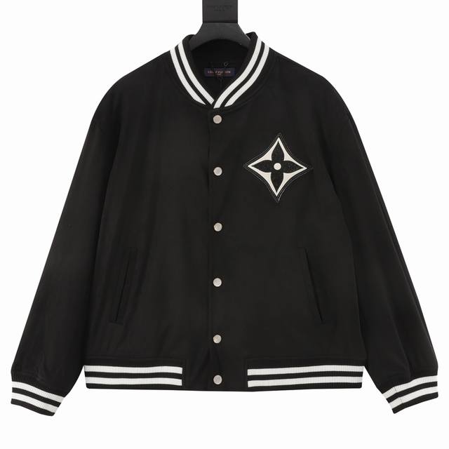 Louis Vuitton 1V 25Fw Four-Leaf Clover Diamond-Embroidered Suede Baseball Jacket