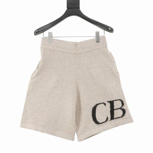 Cole Buxton new letter slogan jacquard wool drawstring shorts white grade fleece
