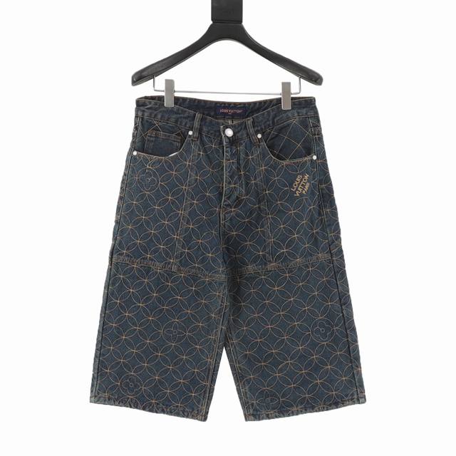Louis Vuitton x Nigo Lv collaboration, these three-quarter denim shorts with ful