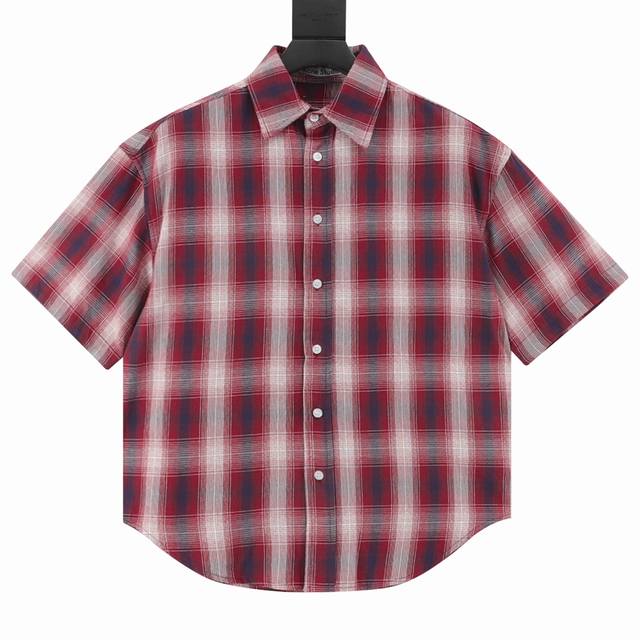 Acne Studios 25Ss red and white checkered short-sleeved shirt is made of a blend