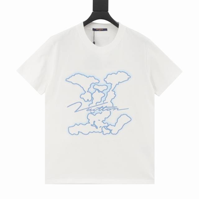 Louis Vuitton Cloud Logo Embroidered Short Sleeves 32s double yarn 280g high-wei