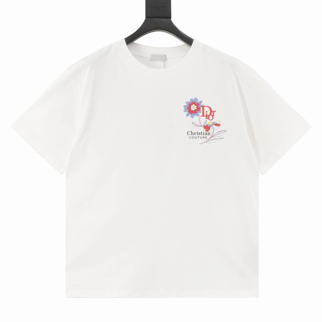 Dior 25Ss floral short-sleeved T-shirt is made from custom 240g 26s ultra-smooth
