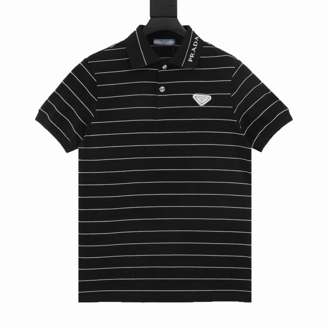 Prada 25Ss triangle striped Polo short-sleeved Size: S-Xl DDD