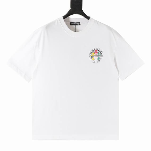 Chrome Hearts tricolor cross gradient horseshoe print short sleeves The fabric i