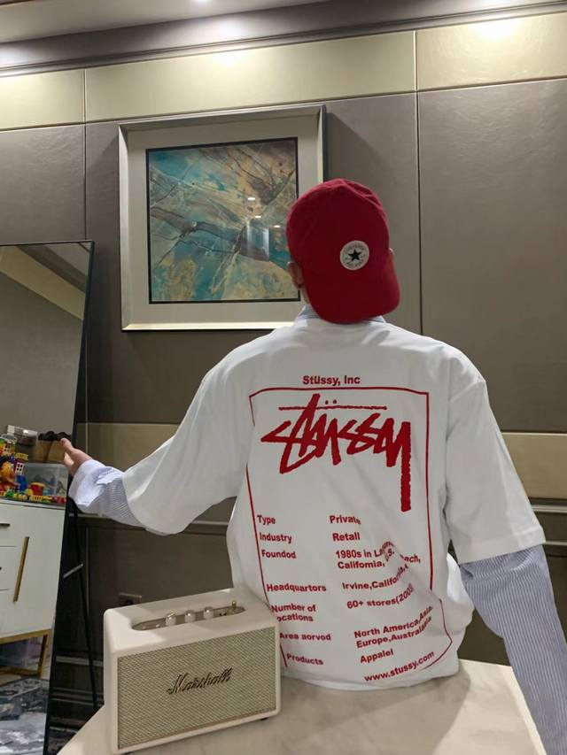 Supply Control Stussy SS24 Wiki Tee Summer Collection Solid Color Red Framed Sho
