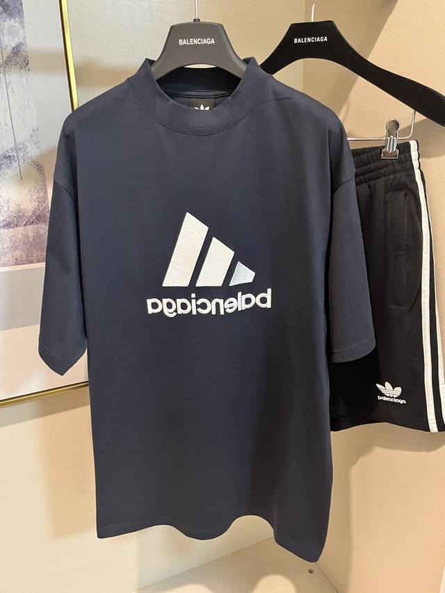 Blcg 23Ss Balenciaga Adidas co-branded embroidered short-sleeved T-shirt in two