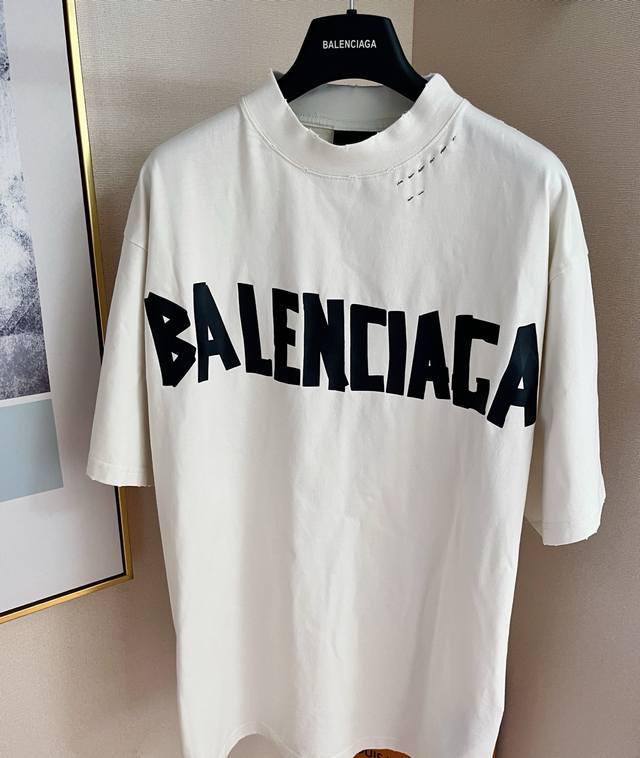 Xs S M L Xl Black, gray, and white OSS loose-fit unisex BLLCG Balenciaga tape-pr