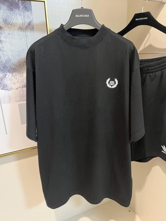 Balenciaga Blcg wheat ear logo Bb short-sleeved T-shirt with front and back emb