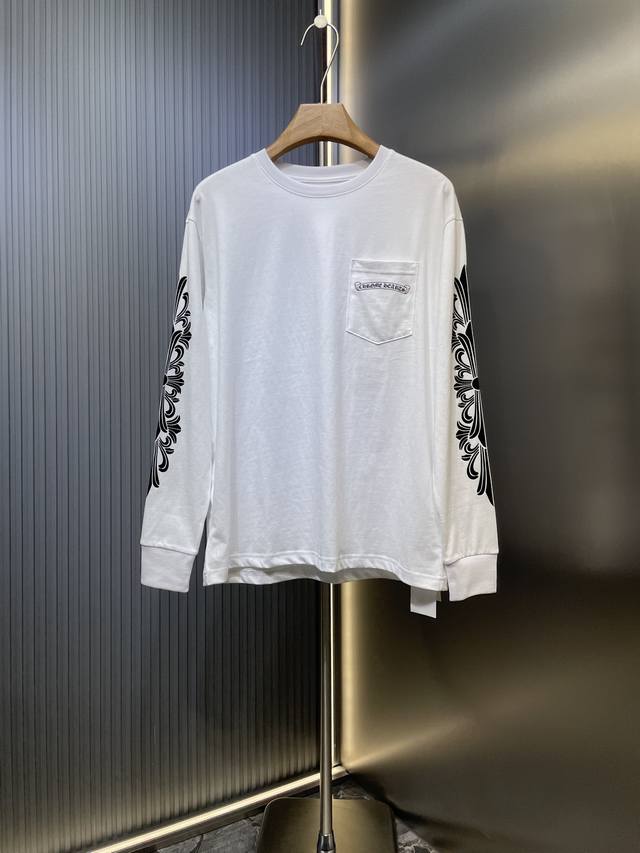 Come Hearts 23Ss scroll simple Sanskrit letters popular long-sleeved T-shirt Hig