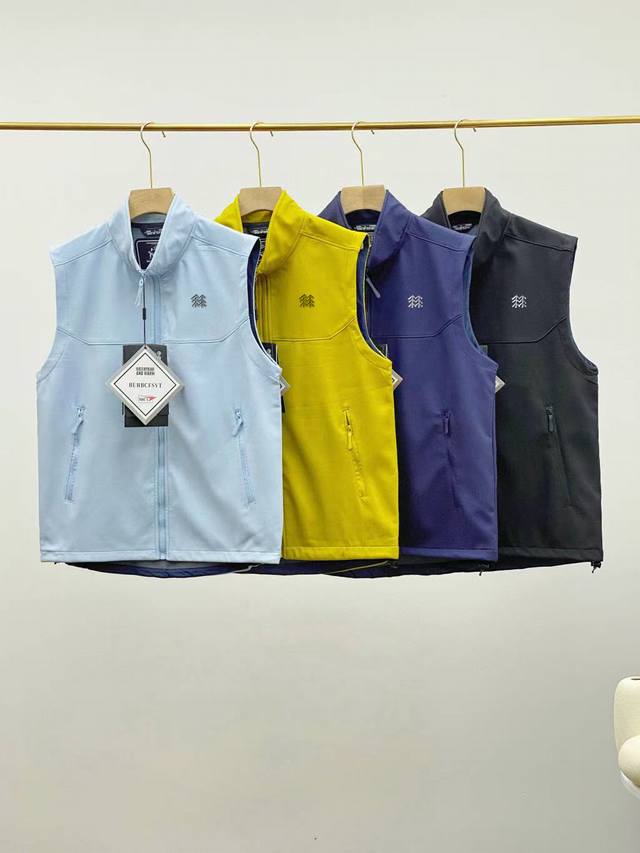 Kolon Autumn Men's Stand-Up Collar Vest, Outdoor Windproof and Waterproof Softsh