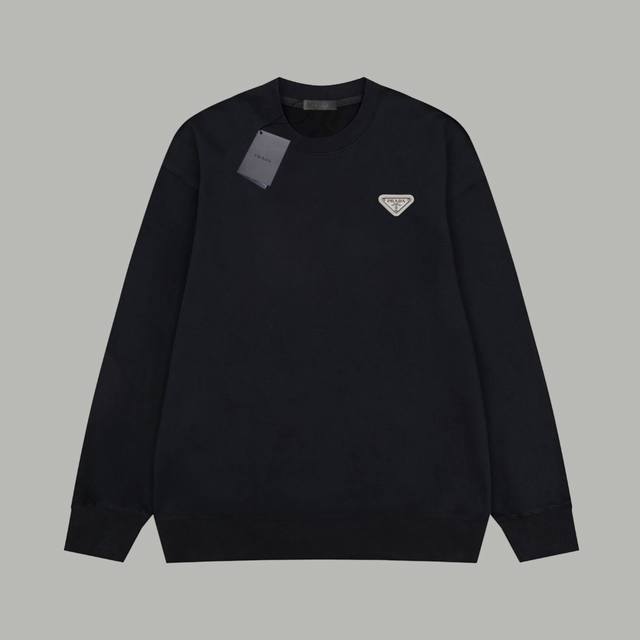 Prada classic metal triangle logo printed terry long-sleeved sweatshirt - 420G h