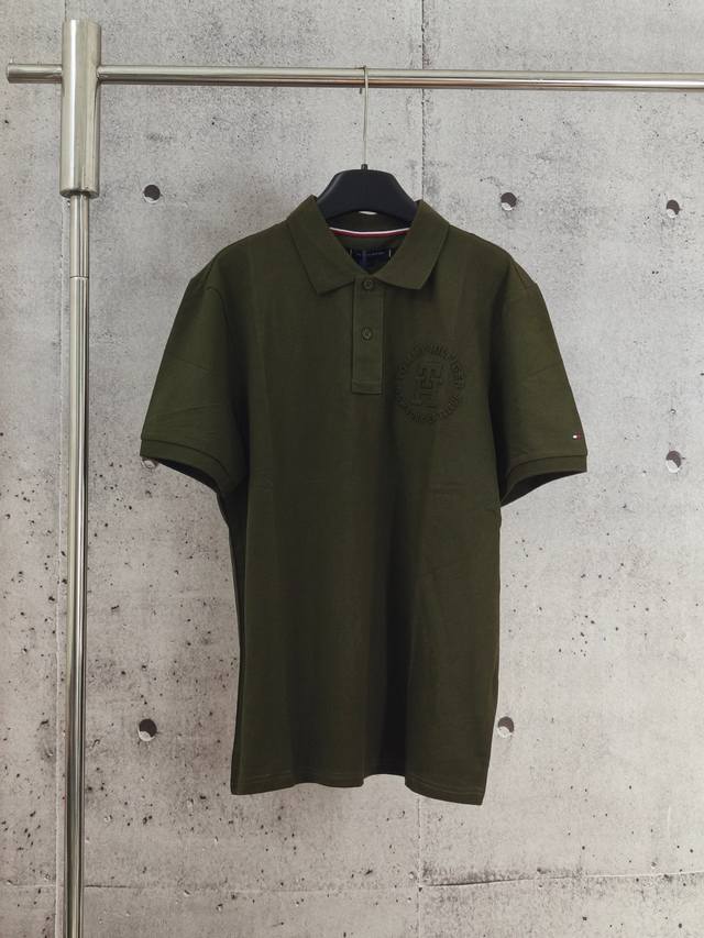 Real shot of high-quality version Tommy Tommy letter embossed Polo shirt short s