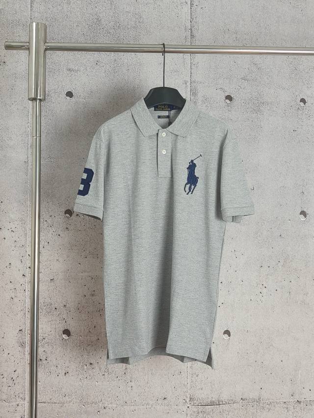 Ralph Lauren large embroidered Polo shirt with lapel and short sleeves High-end
