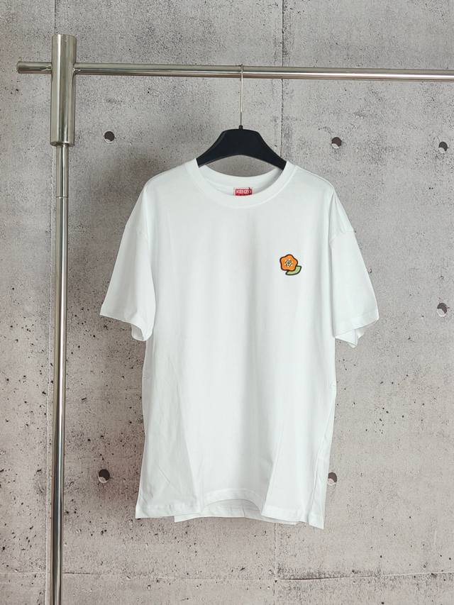 Kenzo Begonia flower embroidered round neck short-sleeved T-shirt High-end quali