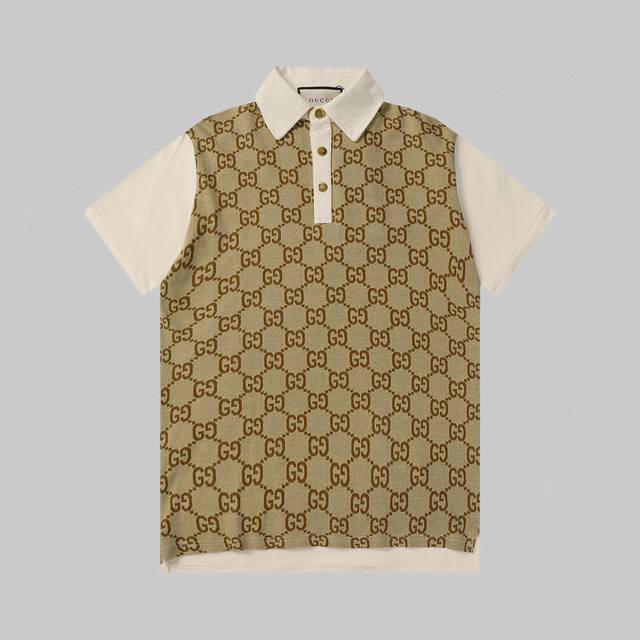 High-quality Gucci colorblock full-print logo short-sleeved This early spring co