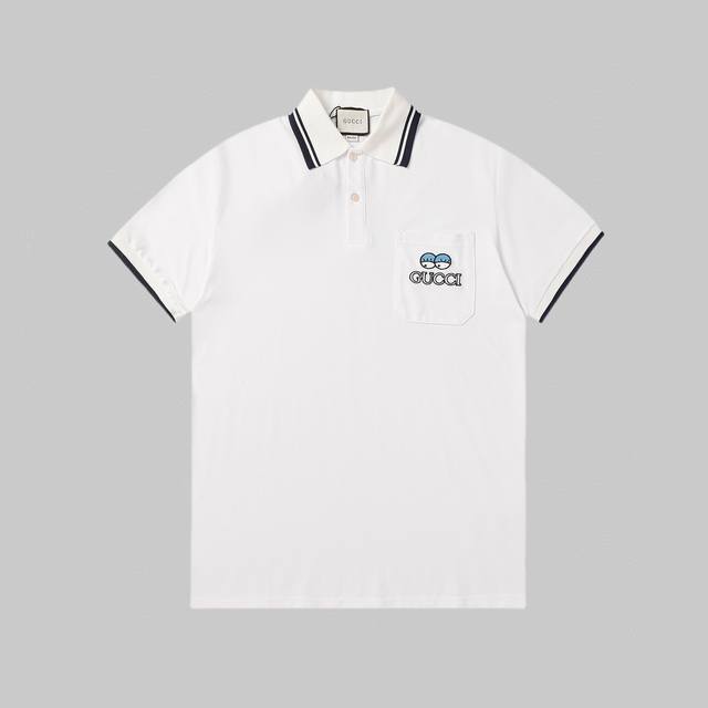 High-quality G short-sleeved polo shirt with small eye embroidery on the pocket