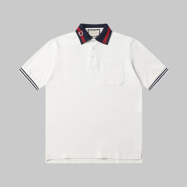 High quality Gucci G summer short-sleeved pique cotton polo shirt features a br
