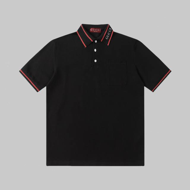High-quality Gucci summer stretch-cotton polo short-sleeve shirt, featuring Gucc