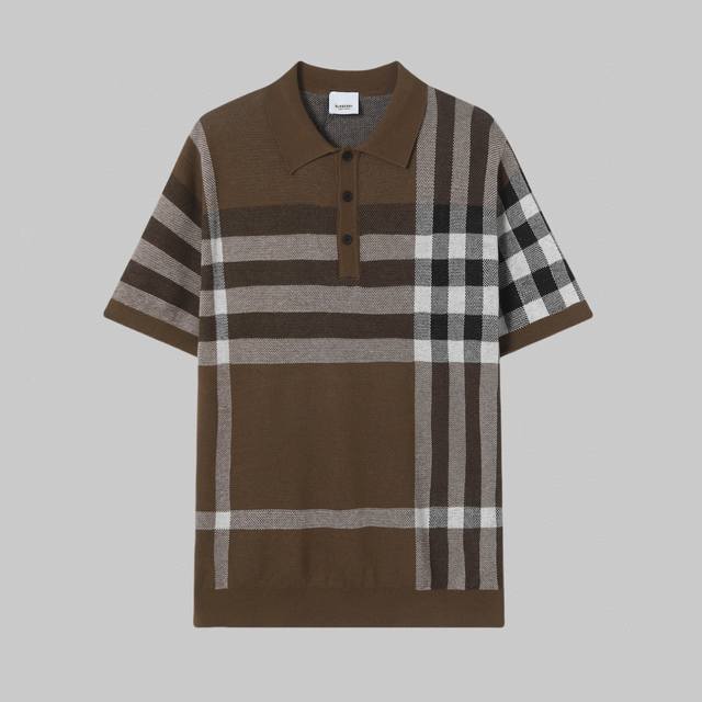 High quality Burberry classic plaid knitted Polo short sleeve High-end quality