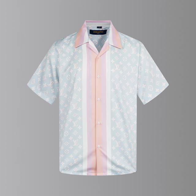 Top version difference currency - Lv full print stripe suit shirt - Color: pictu