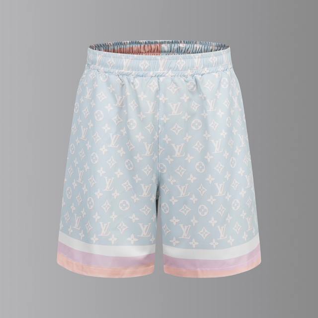 Top version difference currency - Lv full print stripe suit shorts - Color: pict