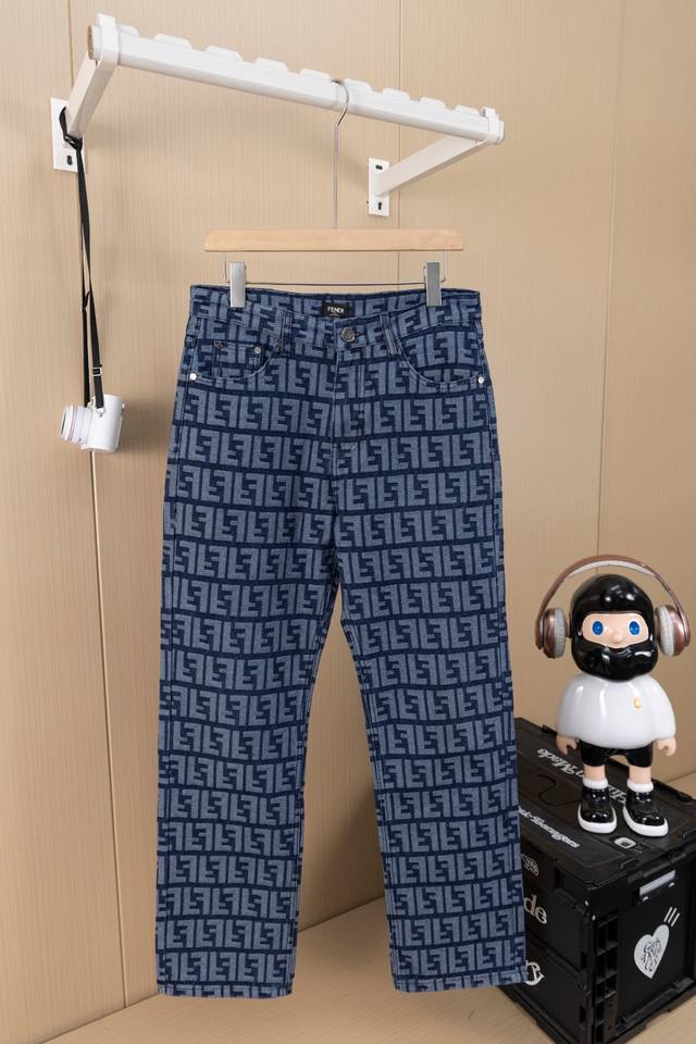 Hanging auction picture Fendi Fendi 25Ss new double F full-print jeans Many cel