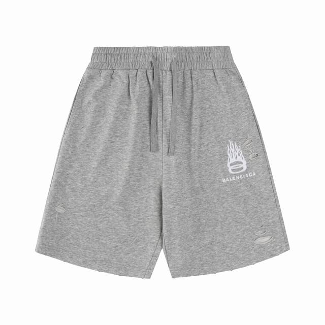 Top-of-the-line version with white background Balenciaga flame-embroidered short