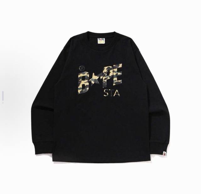00312 Bape SS25 1st Camo series chest camouflage print round neck long sleeve T-