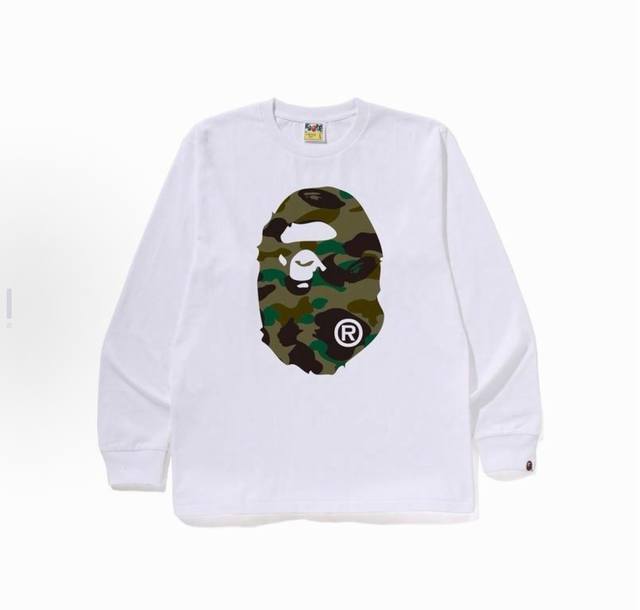 00311 A Bathing Ape Fw24 camouflage ape print long-sleeved T-shirt for men and w