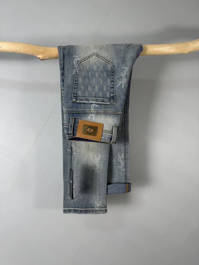 Saint Laurent men's denim jeans, the official lookbook poster style! Made from