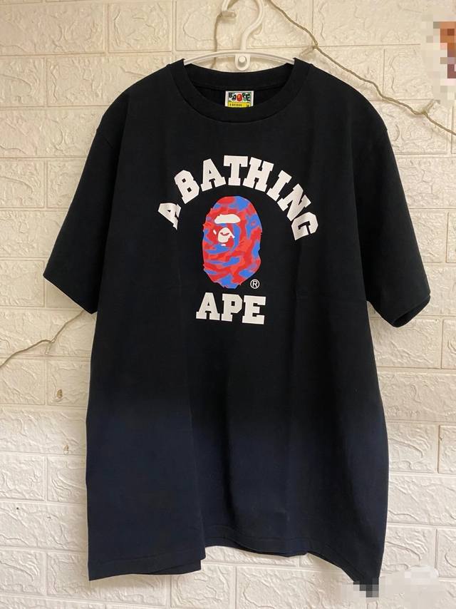 00183 Bape Stroke Camo College Tee Round Neck Logo Print Short Sleeve T-shirt Un