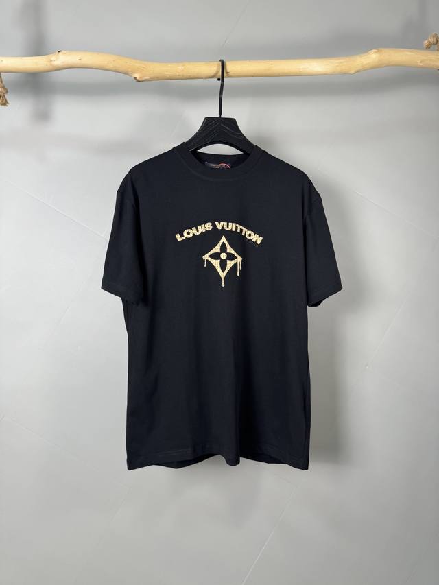 Louis Vuitton 1V2025 Spring/Summer Men's New Round Neck Thick Plate Lv Letter Sh