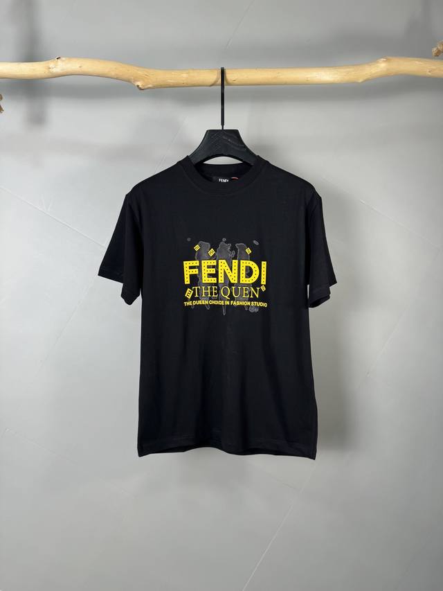 Fendi 25Ss new summer round-neck, three-dimensional, thick-sleeved T-shirt. Made