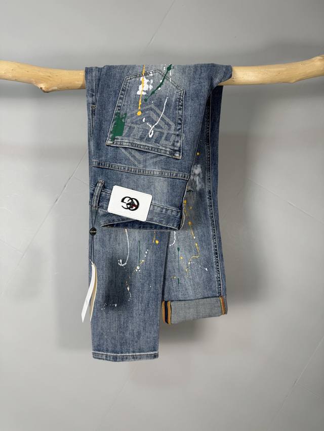 Gucci men's denim jeans, the official lookbook poster style! Made from premium i