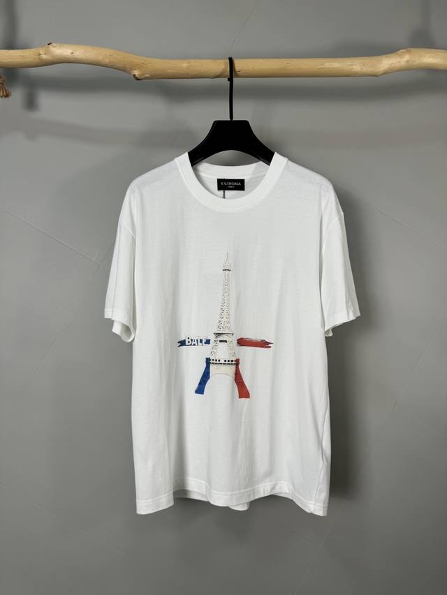 Balenciaga 25Ss Summer Paris 260g Short T-shirt A digital illustration of the Ei