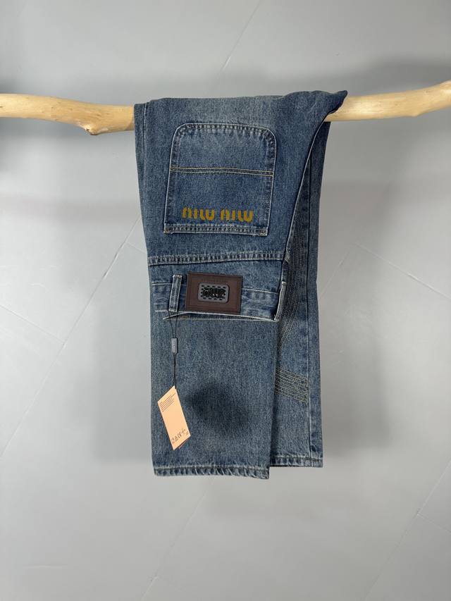 Miumiu men's stylish wide-leg jeans, officially released as a lookbook poster! M
