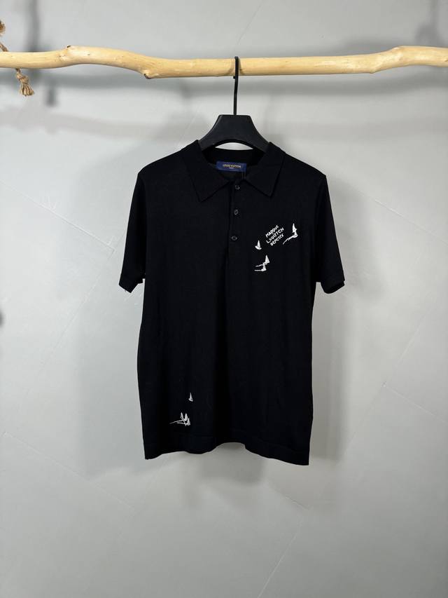 Louis Vuitton 25Ss new sailboat logo embroidered short-sleeved T-shirt Smooth sa