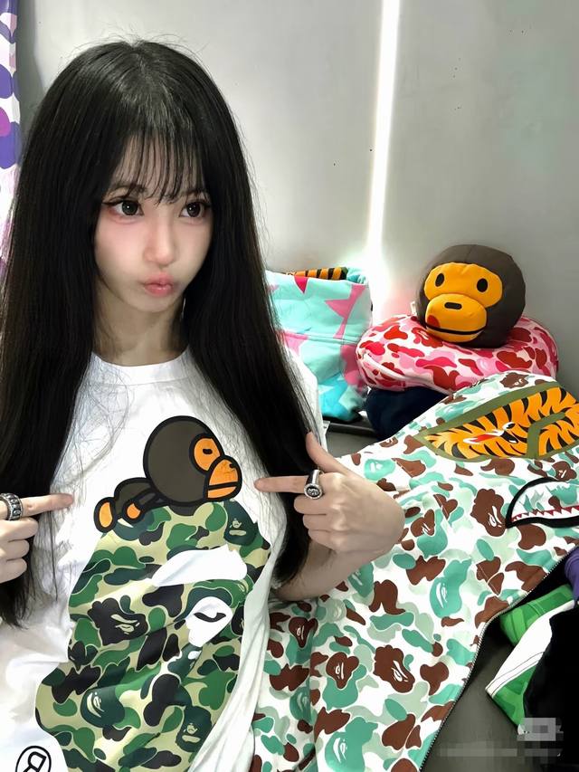 00102 Bape SS25 Abc Camo series ape head gorilla pattern letter print cuff logo