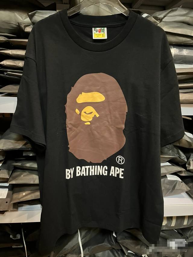 001113 A Bathing Ape ape head series letter pattern print round neck short sleev