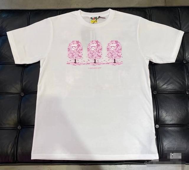 00132 A Bathing Ape Bape Sakura Tee Sakura Print Round Neck Pullover Short Sleev