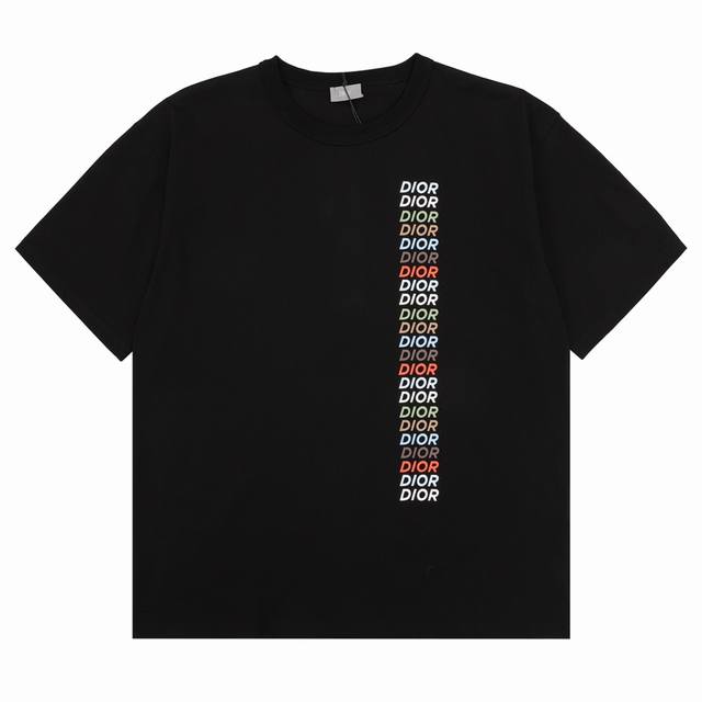 Dior Dior colorful oblique lettering round neck short sleeve Size: SL DDD