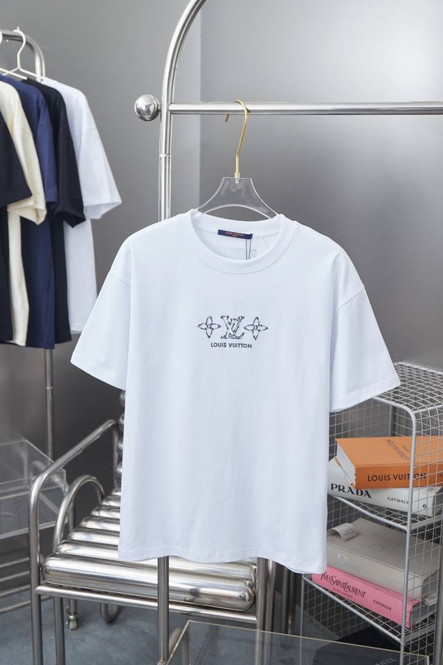 Lv 25Ss early spring new style cut Lv four-leaf clover embroidered logo short-sl