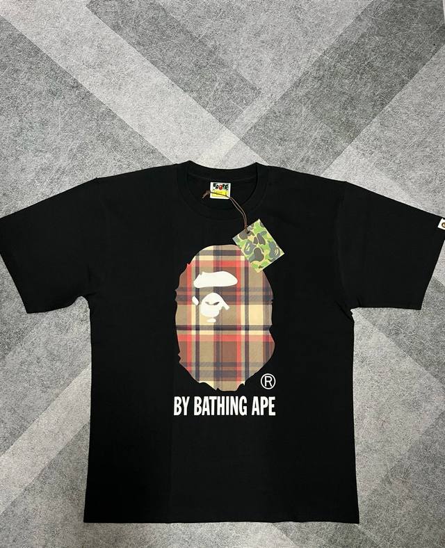 001001 A Bathing Ape plaid print crew neck short-sleeved T-shirt, unisex, sizes