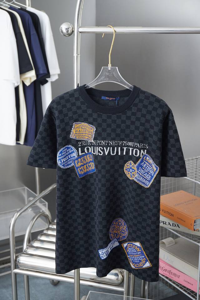 Lv Louis 25Ss Spring/Summer new Lv knitted short-sleeved shirt A must-have item