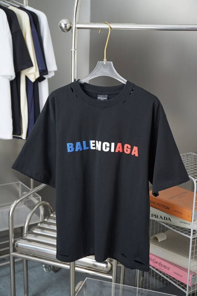 Balele Balenciaga 25Ss early spring new letter logo fat print short sleeves A mu