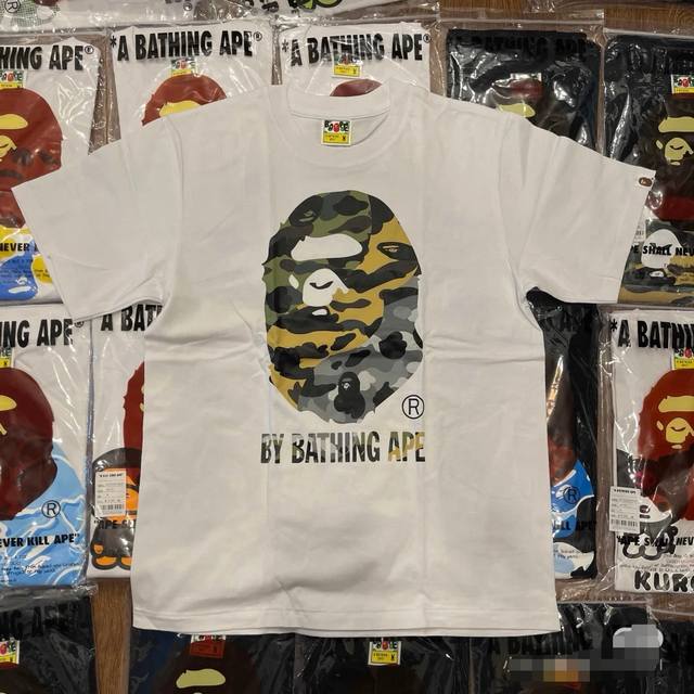 001048 Bape SS25 1st Camo series mixed color ape print round neck short-sleeved