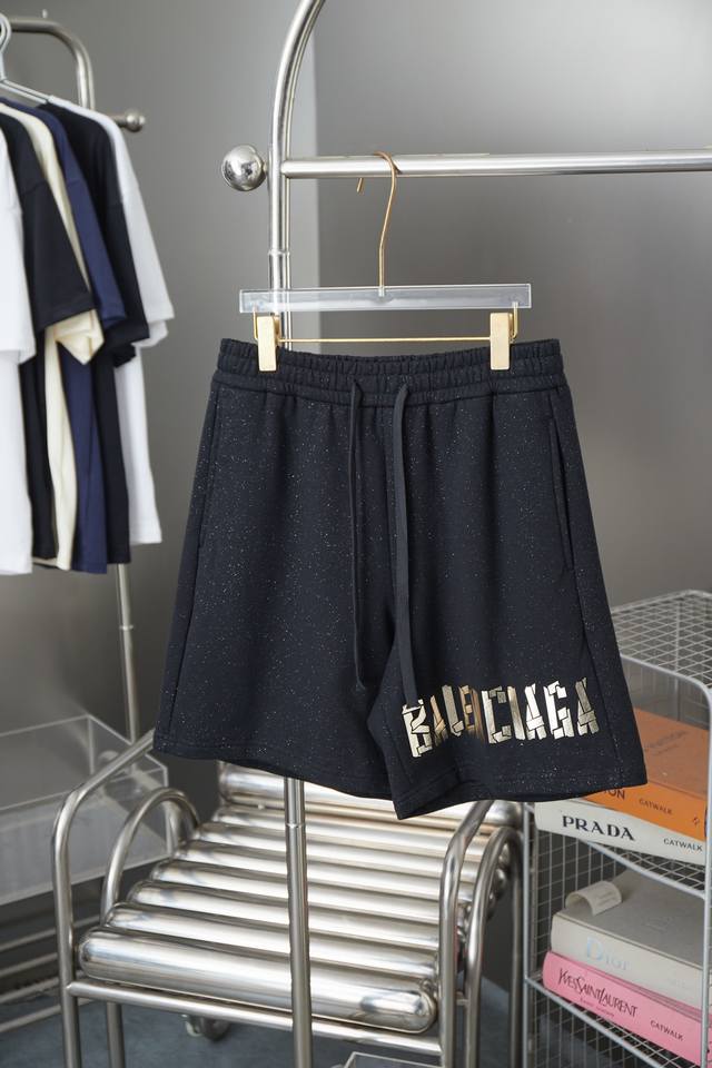 Balenc* Balenciaga 2025Ss new shorts, thick version with gold print, DDD, a must