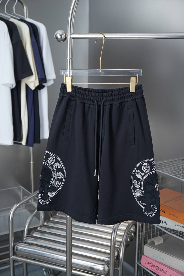 Ch*Ome Hearte Chrome Hearts 2025Ss new shorts with contrasting embroidery and pa